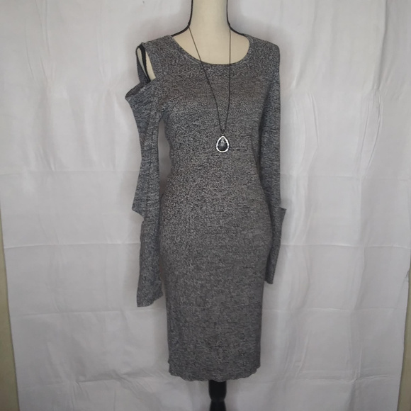 Bar III Dresses & Skirts - bar III Cold Shoulder heather gray knit dress
